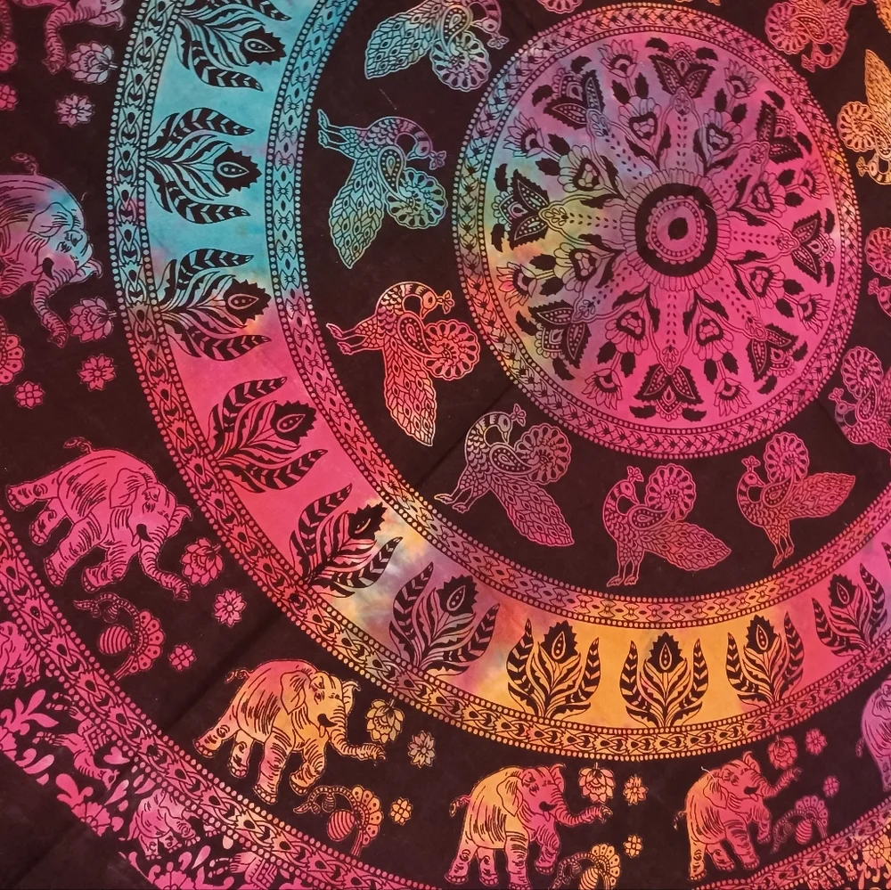 Tapestry multi color screen printed tie dye wall hanging 52x80 elephant …